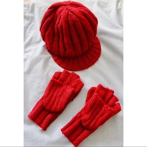 🆕 Aeropostale Red Hat and Gloves Set